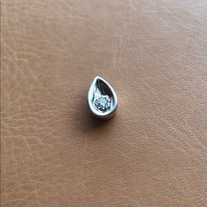 Real diamond drop shaped sterling silver pendant